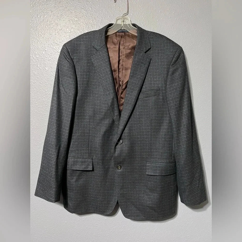 Brooks Brothers Blazer Mens 44R Regent Fit Reda Wool Blue/Gray/Brown Plaid EUC